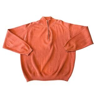 Tommy Bahama Men's Silk Blend Quarter Zip Sweater Pumpkin Size L